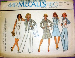4419 MCCALLS 1975 SHIRT JACKET, VEST, SKIRT AND PANTS PATTERN  18 40"B